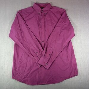 Roundtree & Yorke Shirt Mens L/G Red Blue Check Long Sleeve Button Front Casual